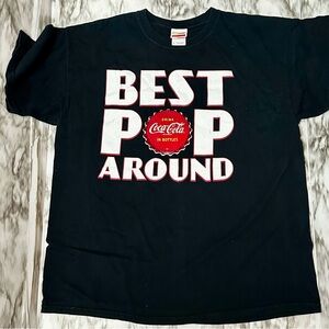 Coca-Cola Black Tee Advertising Graphic Design Grandpa Papa Dad Pop Father Gift
